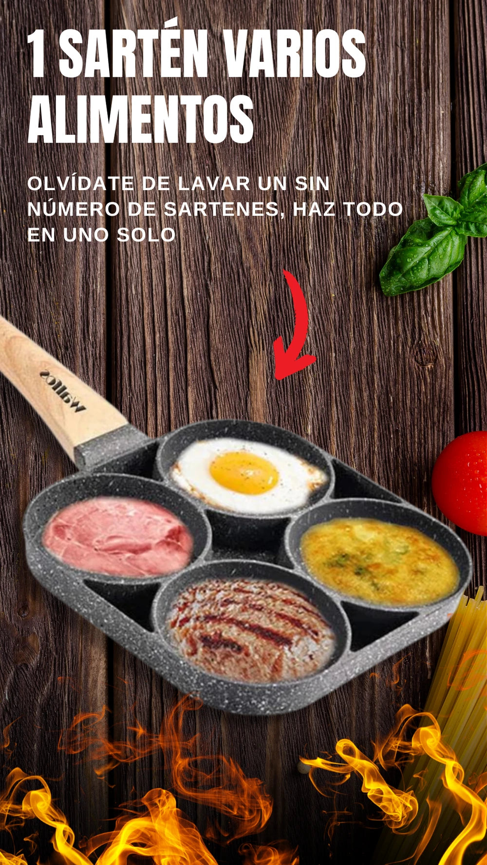 Sartén Multifuncional 4 en 1 Antiadherente