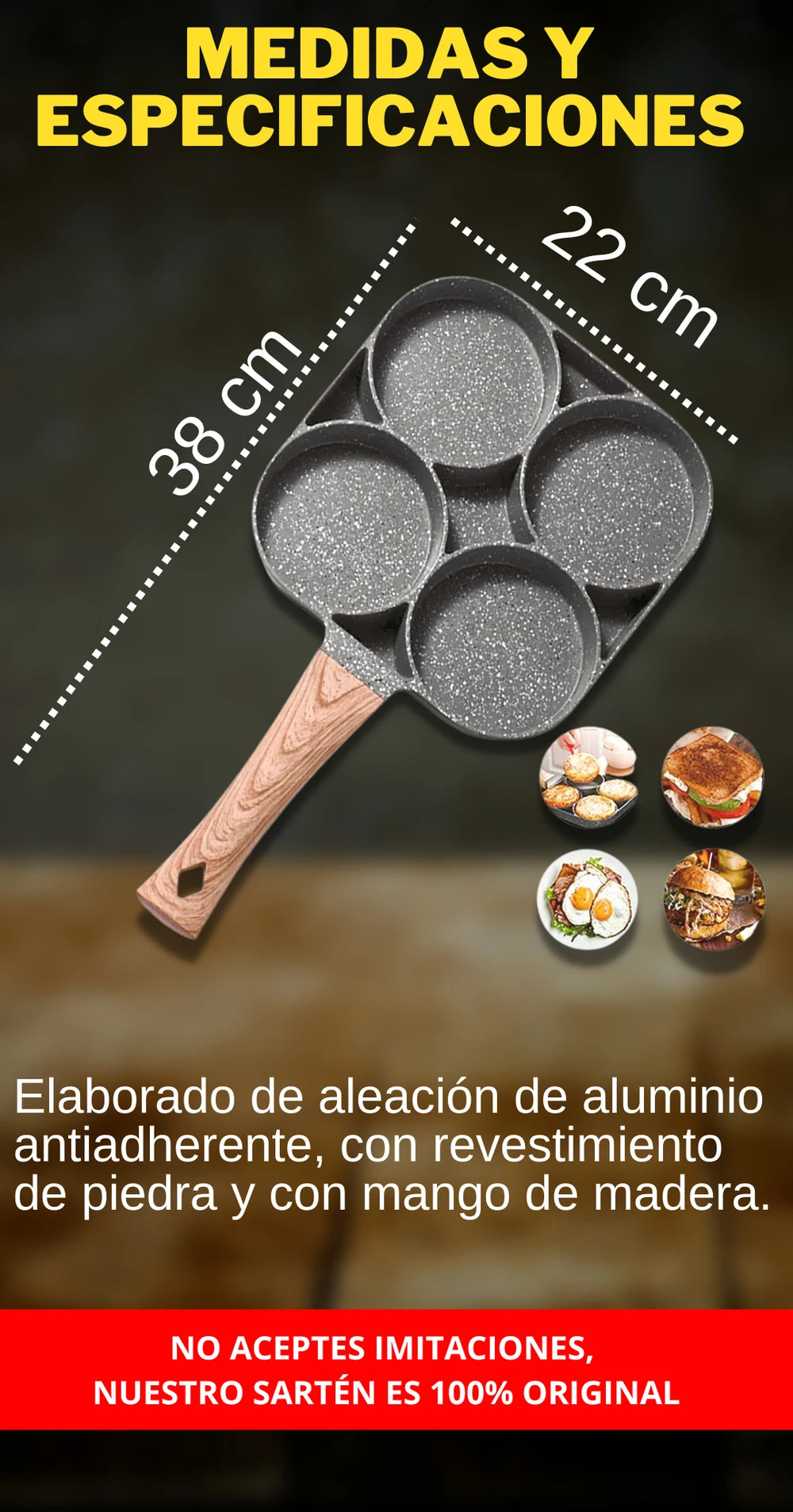 Sartén Multifuncional 4 en 1 Antiadherente