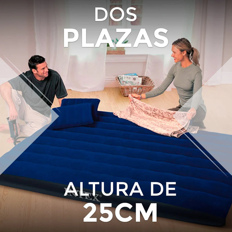 Colchon Inflable Dos Plazas con Almohadas e Inflador