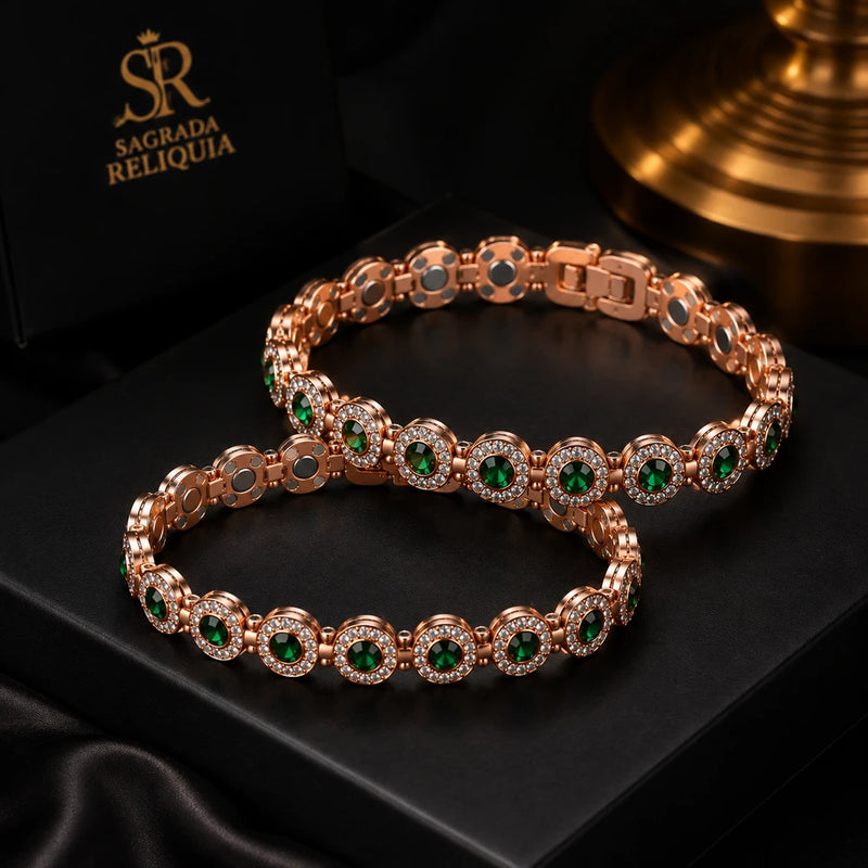 Pulsera Magnetica de Cobre con Esmeraldas