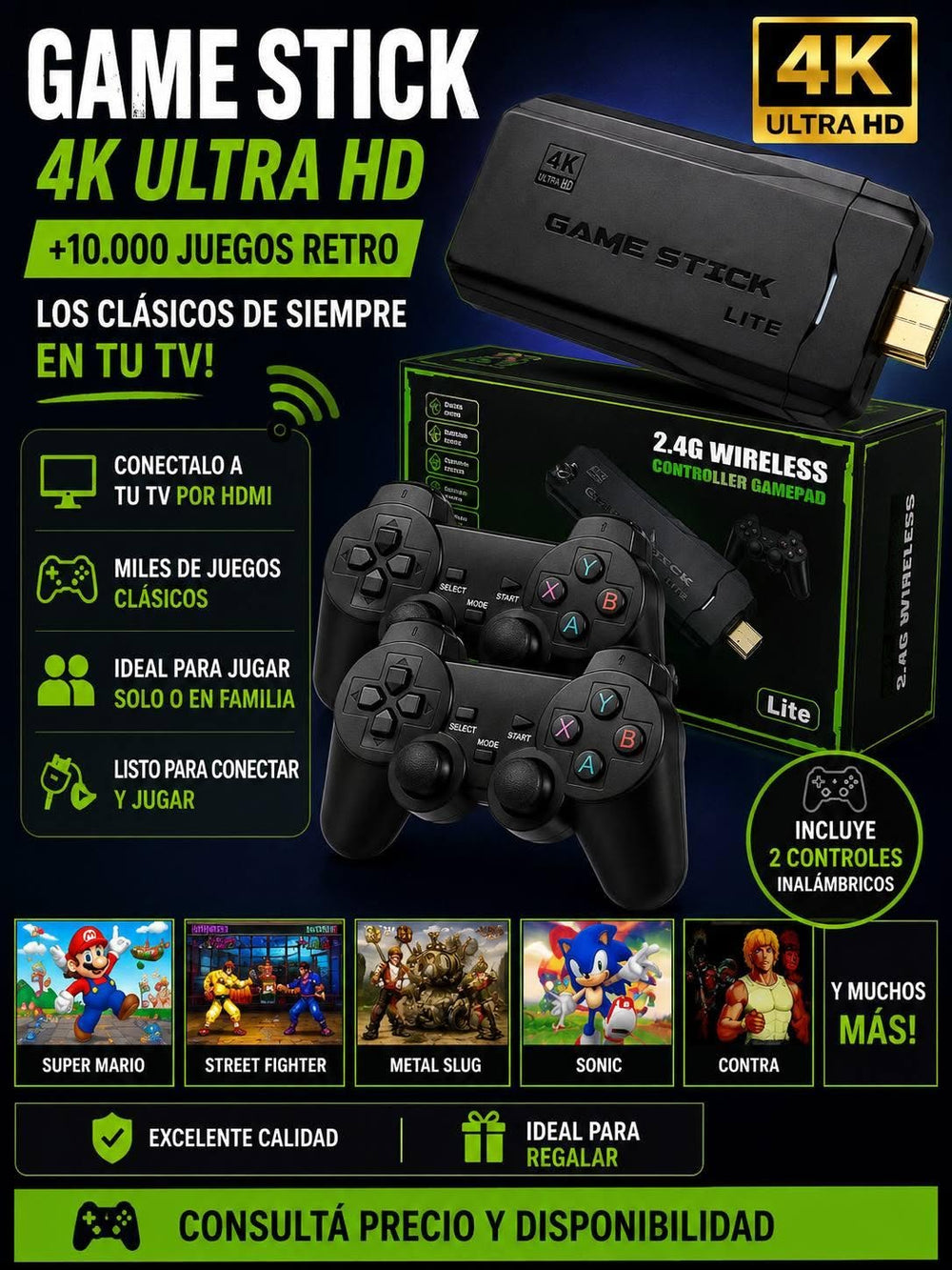 Consola Retro Inalambrica con Dos Controles