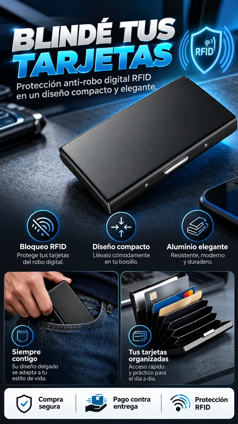 Porta Tarjetas de Aluminio RFID