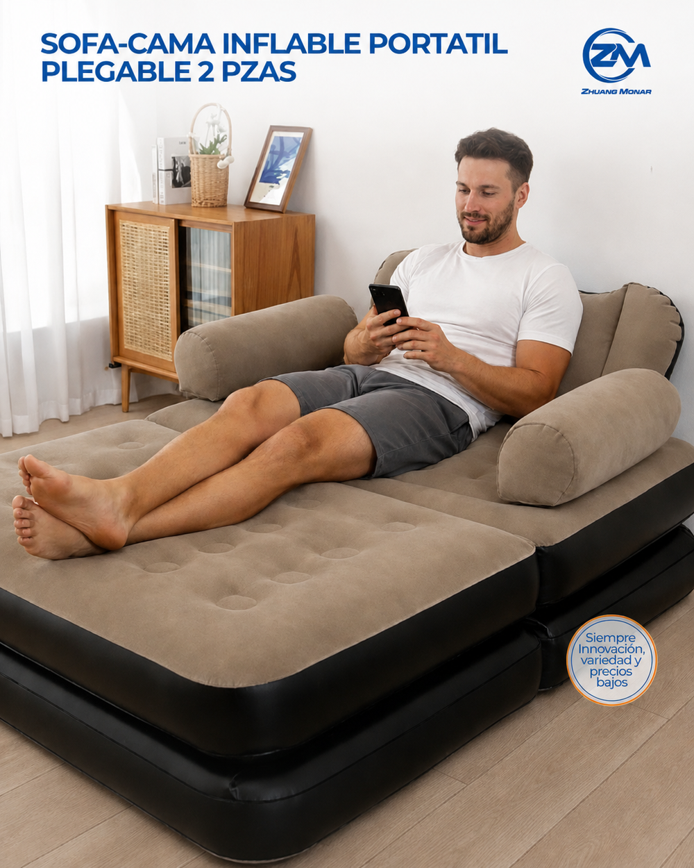 Sofá-cama inflable portátil de 2 plazas