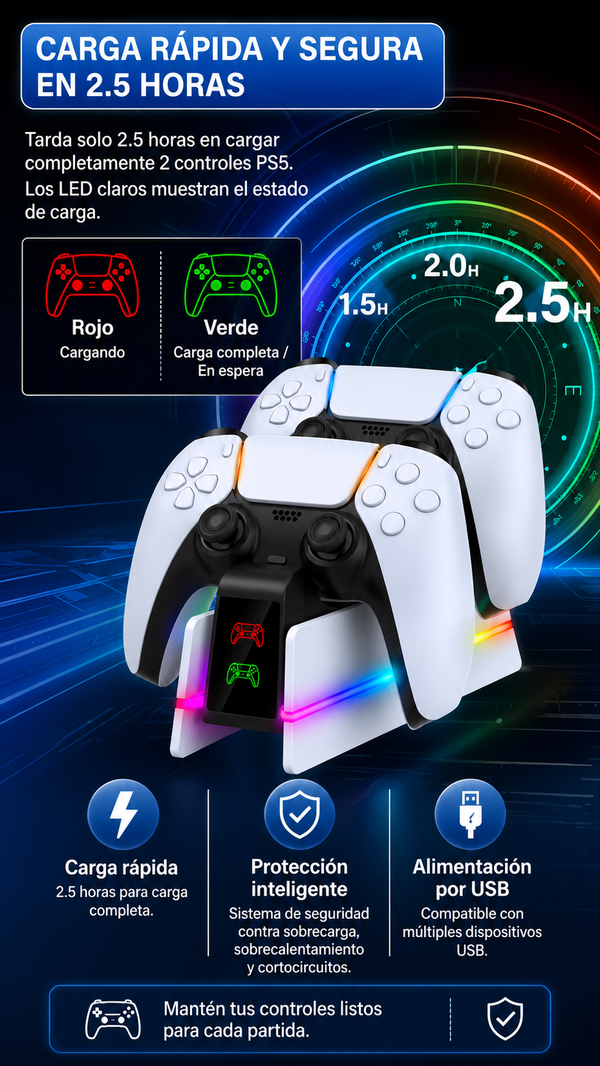 Base Carga Dual PS5 Fácil