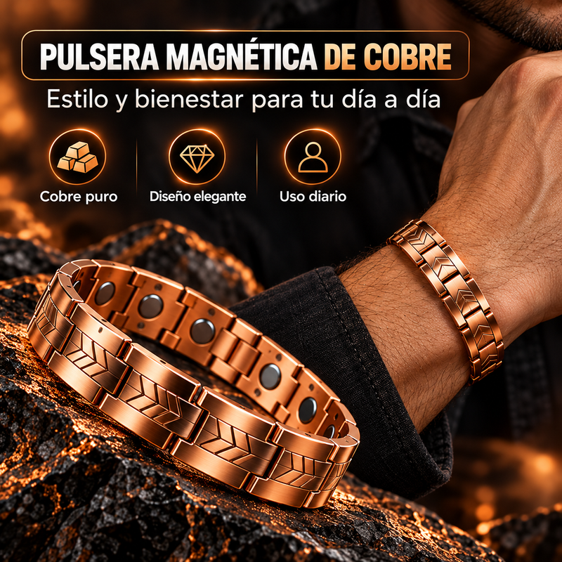 Pulsera Magnética de Cobre Puro: Alivia dolor y mejora circulación