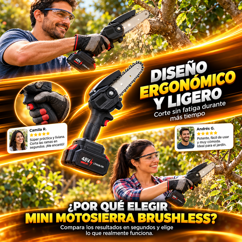 KIT COMPLETO: MOTOSIERRA 21V + 2 BATERIAS + ESTUCHE