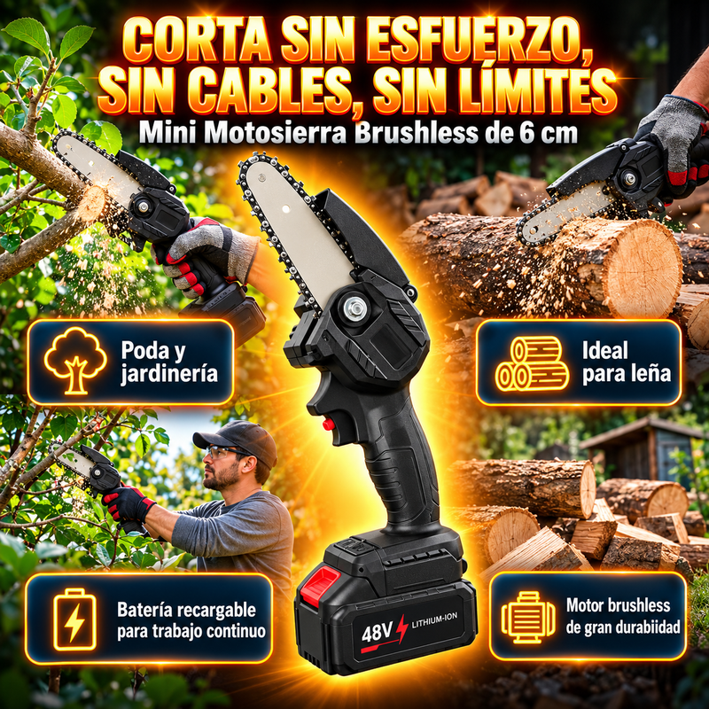 KIT COMPLETO: MOTOSIERRA 21V + 2 BATERIAS + ESTUCHE