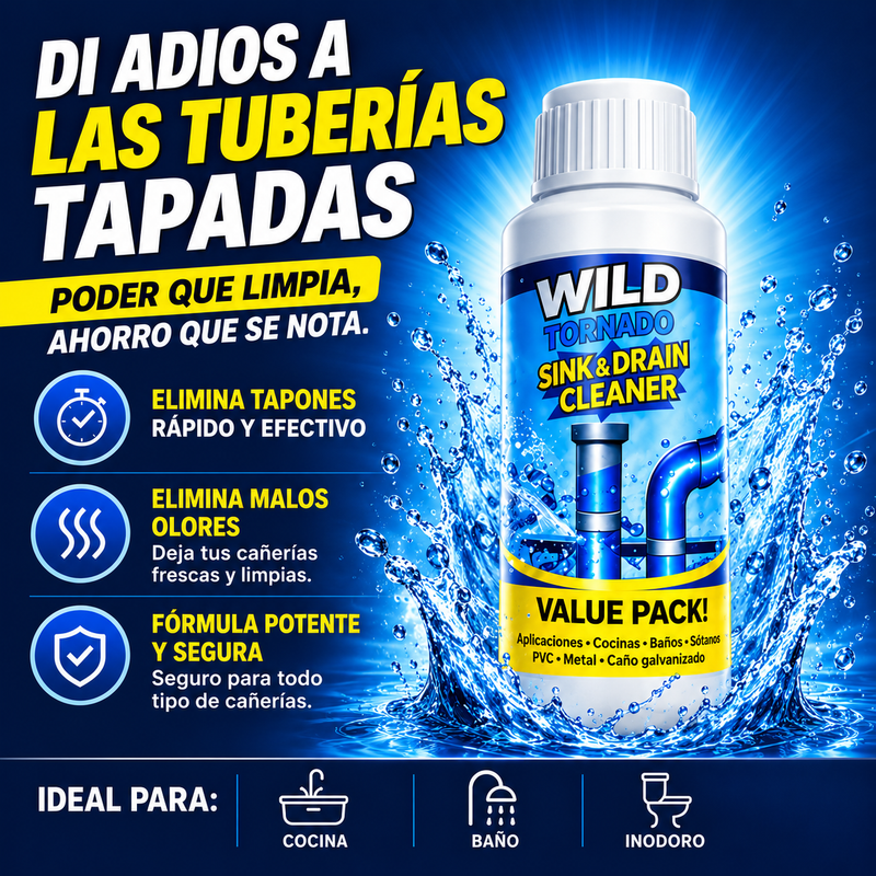 Destapacaños en polvo para desagües y baños