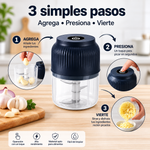 Mini picador eléctrico de alimentos — Prepara ajo y verduras con solo presionar una vez 🍆🥕🧄