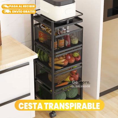 ESTANTE DE ALMACENAMIENTO DE CESTA GIRATORIA