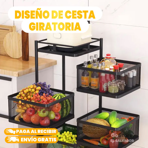 ESTANTE DE ALMACENAMIENTO DE CESTA GIRATORIA