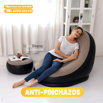 SOFÁ INFLABLE CON PUFF