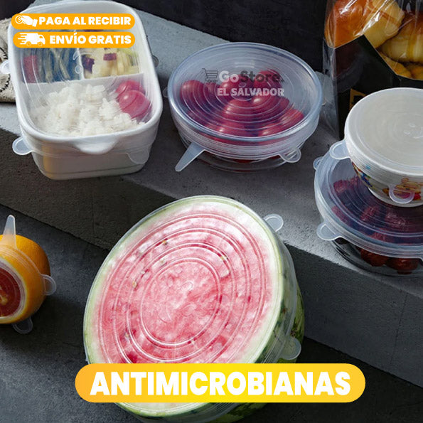 TAPA DE SILICONA PARA ALIMENTOS 6 UNIDADES