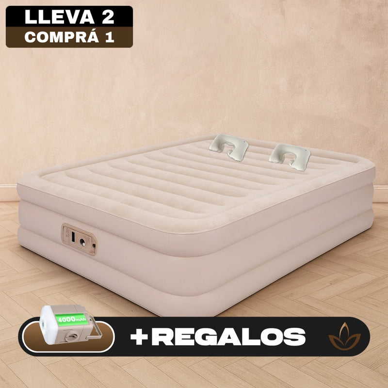 Colchon Inflable Dos Plazas con Almohadas e Inflador