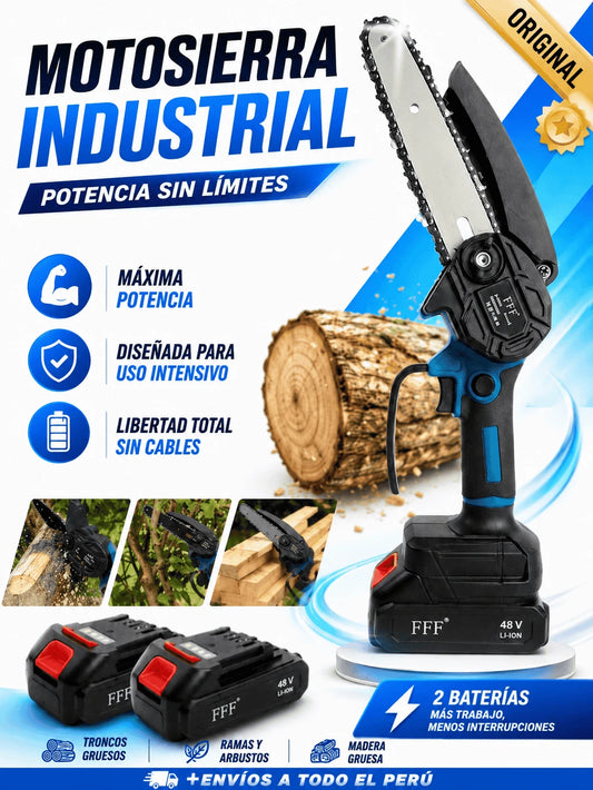 KIT COMPLETO: MOTOSIERRA 21V + 2 BATERIAS + ESTUCHE