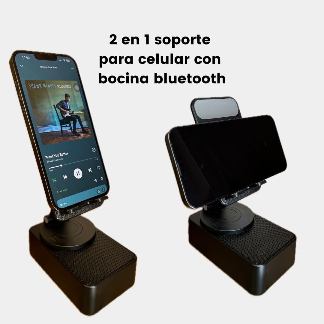 Soporte de teléfono con bocina bluetooth