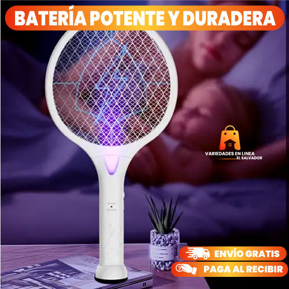 RAQUETA PARA MOSQUITOS ELECTRICA CON BASE