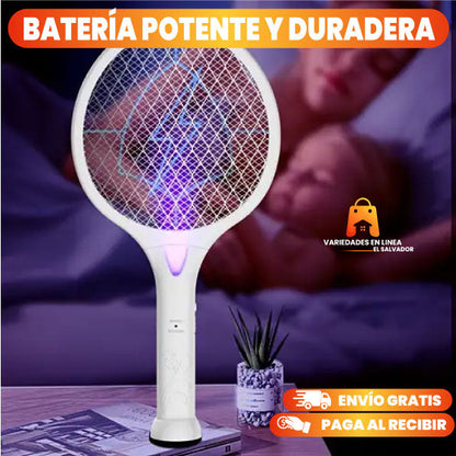 RAQUETA PARA MOSQUITOS ELECTRICA CON BASE
