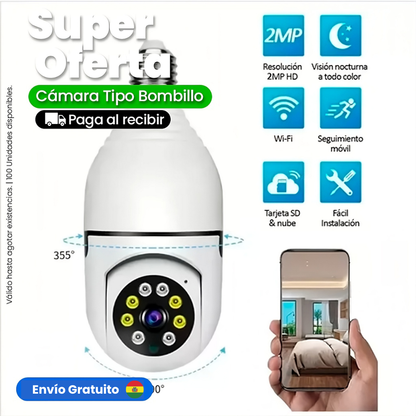 Foco cámara video vigilancia Full HD 360°