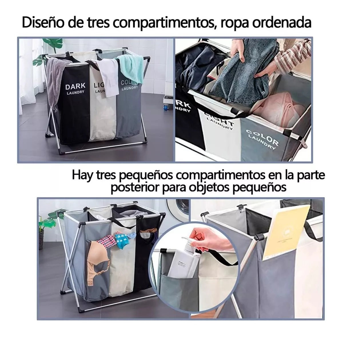 Organizador de tela plegable para ropa sucia