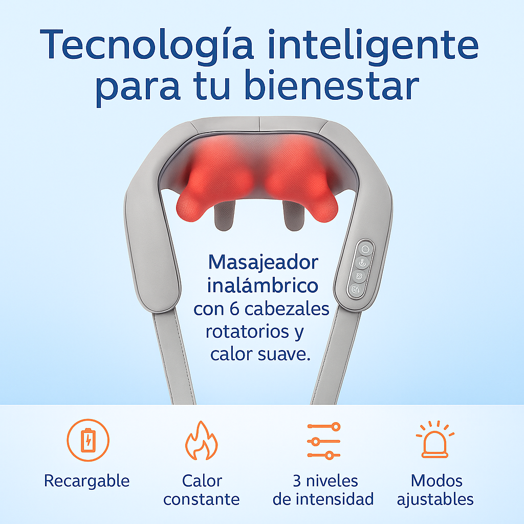 Masajeador para cuello y cervical con calor inalámbrico
