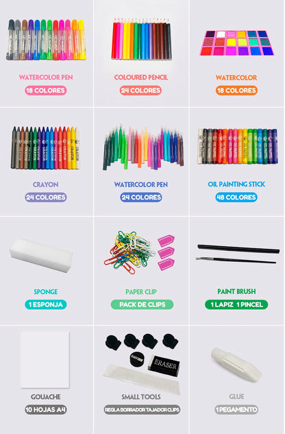 MEGA SET DE ARTE DE 208 PIEZAS