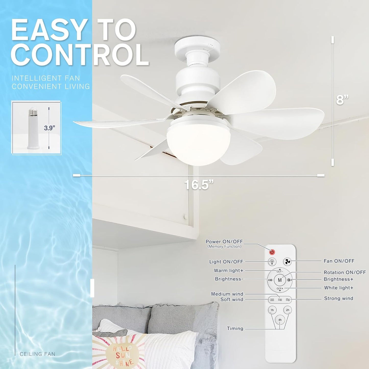 Foco ventilador regulable de 6 aspas