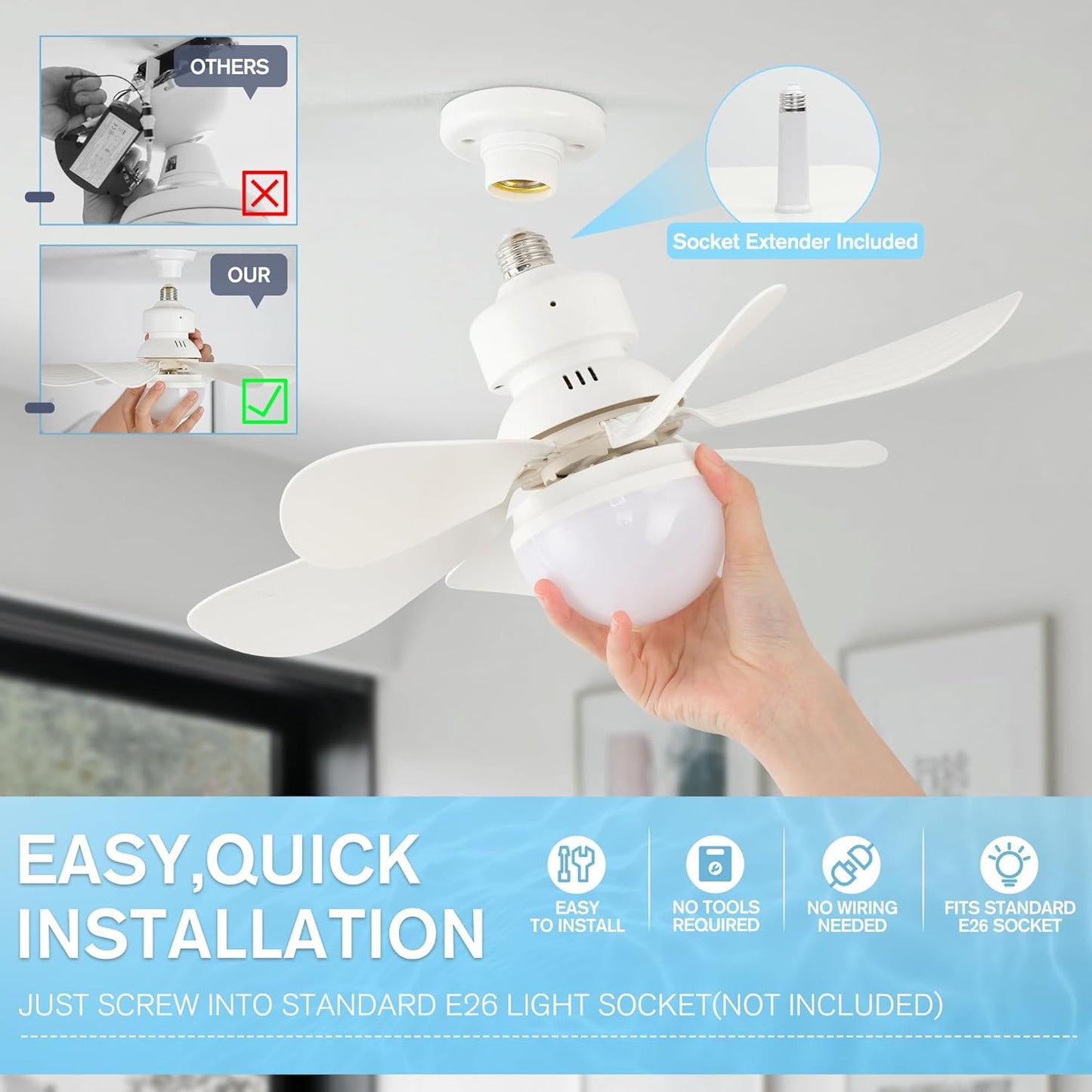 Foco ventilador regulable de 6 aspas