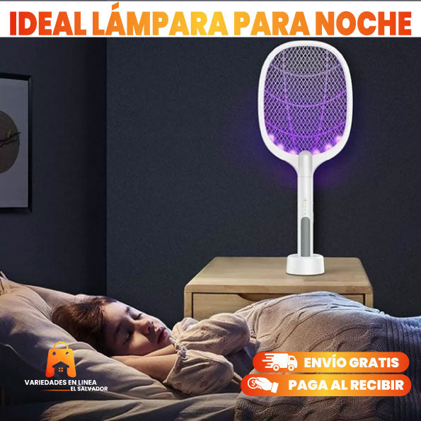 RAQUETA PARA MOSQUITOS ELECTRICA CON BASE