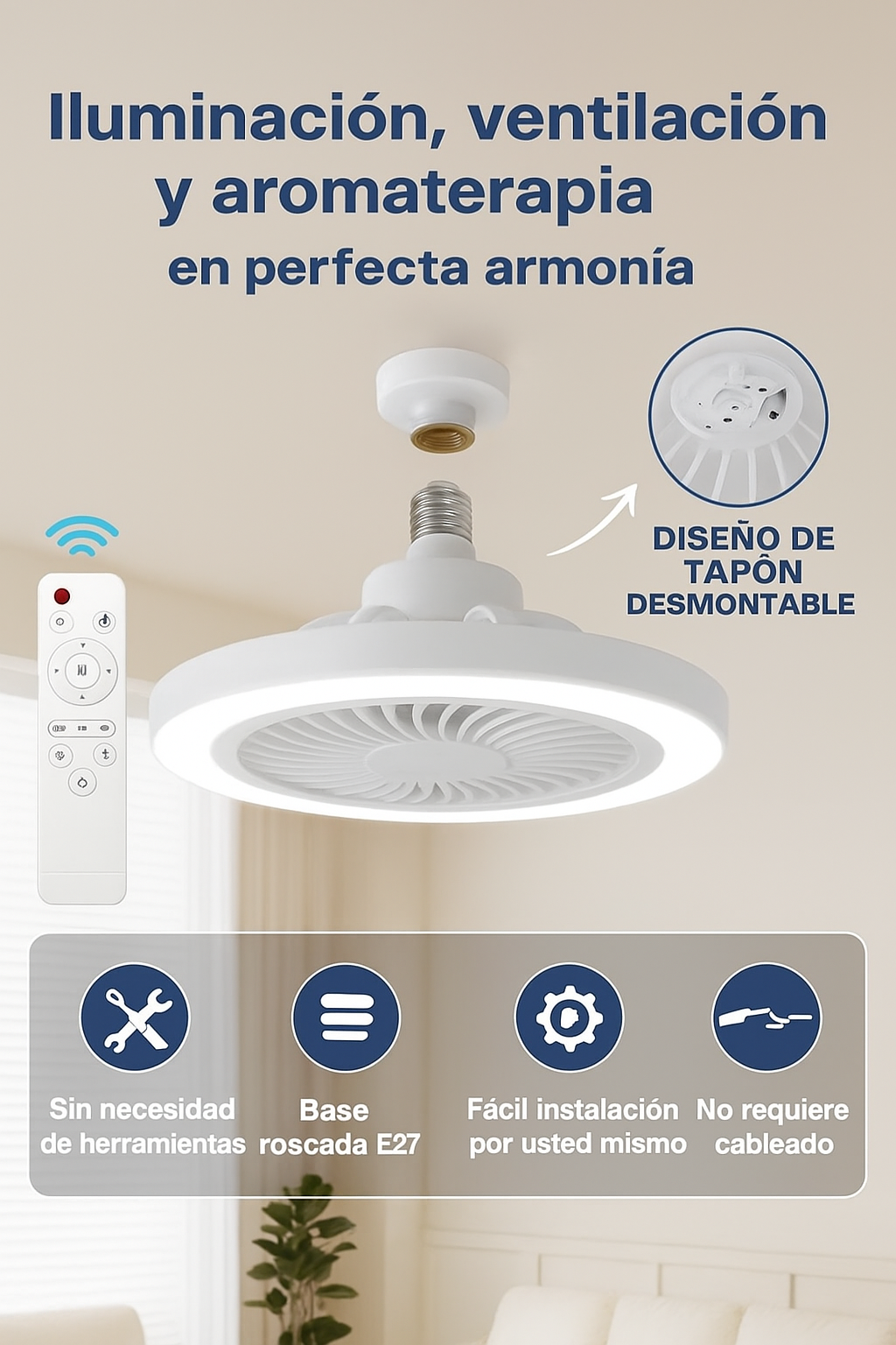Foco ventilador de alta potencia de 5 niveles