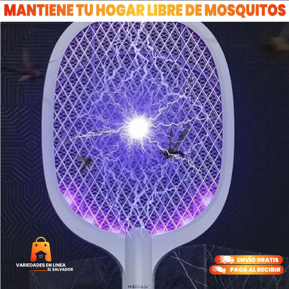 RAQUETA PARA MOSQUITOS ELECTRICA CON BASE