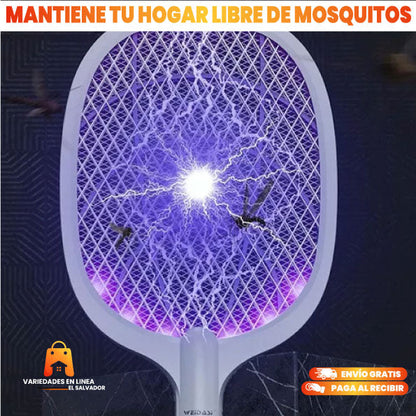 RAQUETA PARA MOSQUITOS ELECTRICA CON BASE