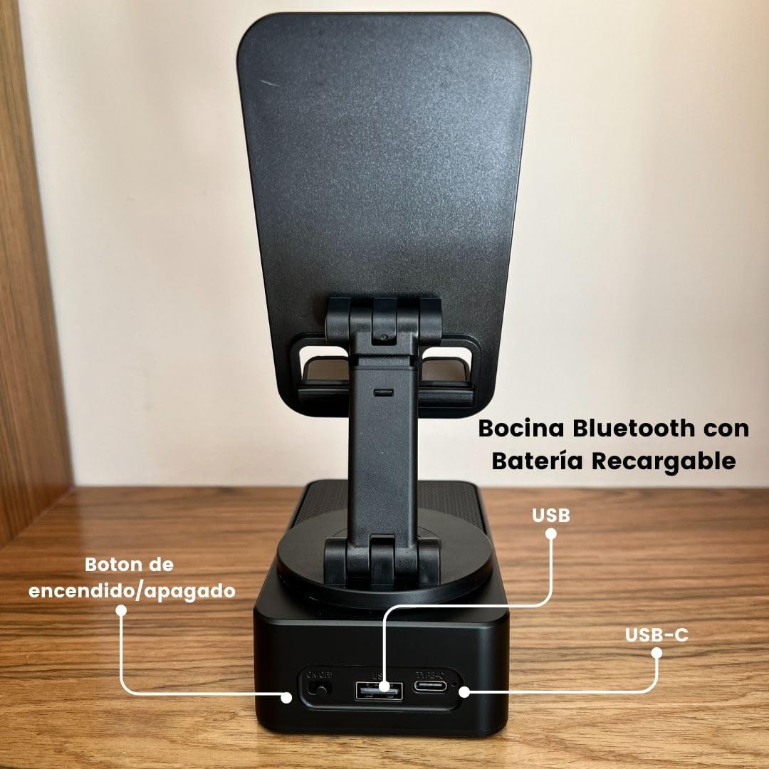 Soporte de teléfono con bocina bluetooth