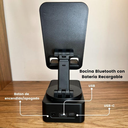 Soporte de teléfono con bocina bluetooth
