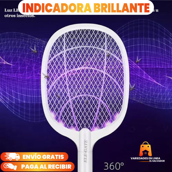 RAQUETA PARA MOSQUITOS ELECTRICA CON BASE