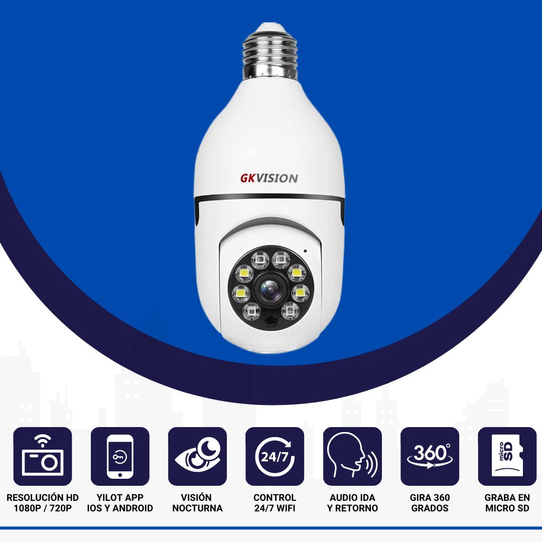 Foco cámara wifi 1080p 360°