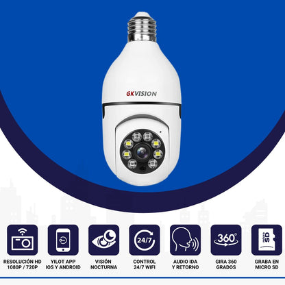 Foco cámara wifi 1080p 360°