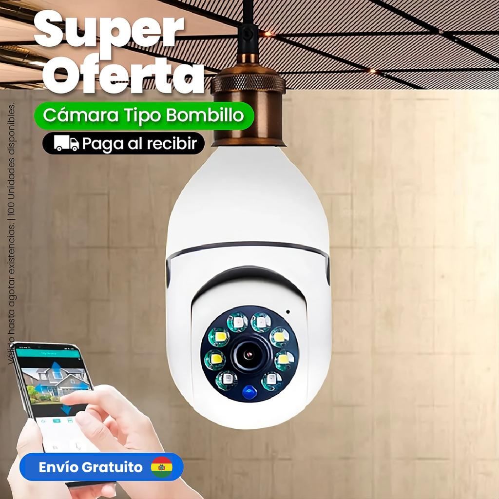 Foco cámara video vigilancia Full HD 360°