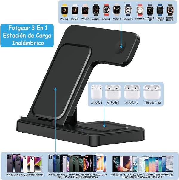 Cargador Inalámbrico Plegable 3 en 1