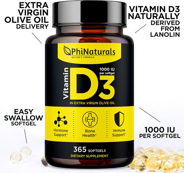 VITAMINA D3 FORTALECE HUESOS, SISTEMA INMUNE Y ÁNIMO | 160 CAPSULAS